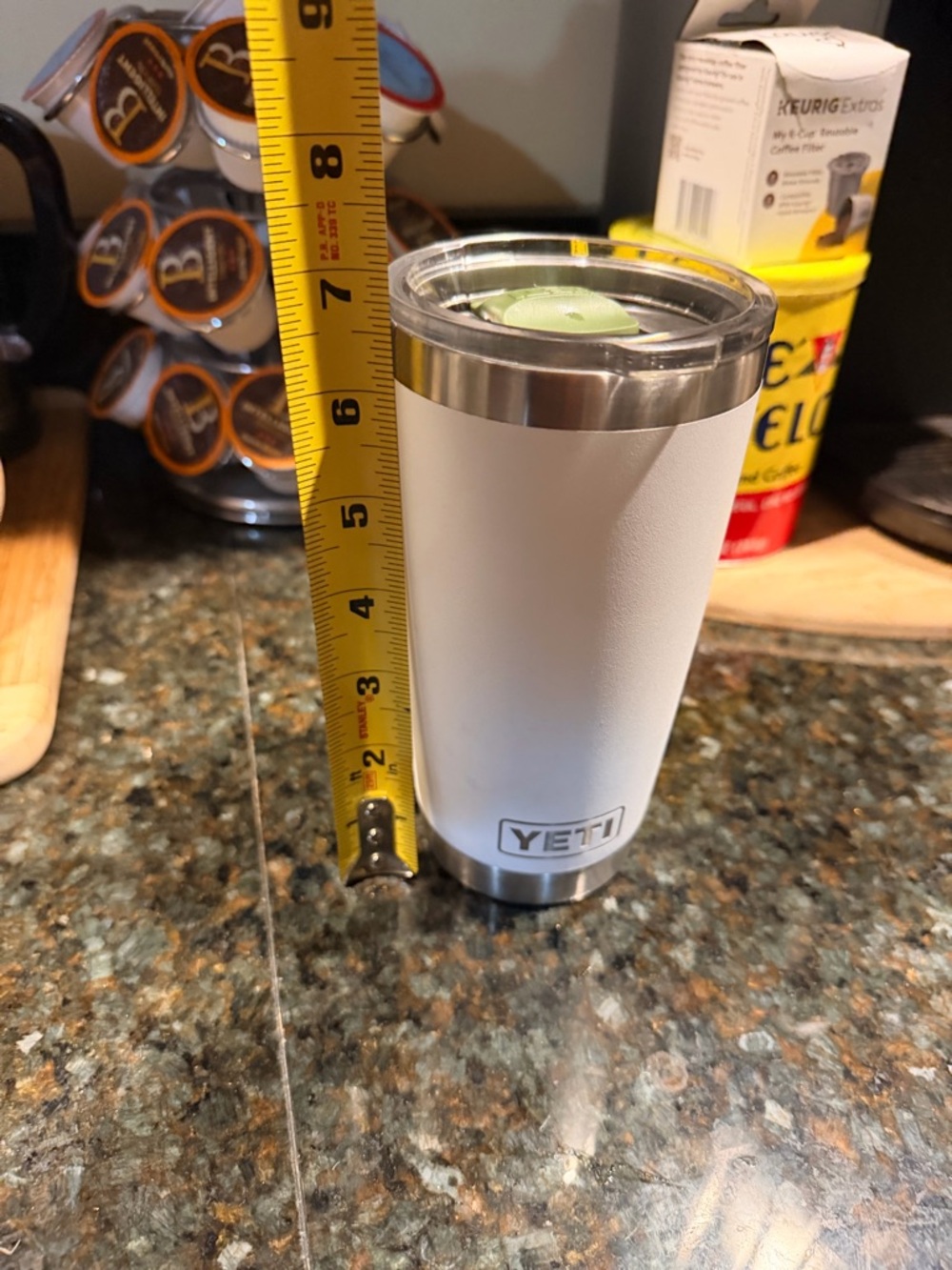 YETI White Stainless Steel Tumbler 20oz Green mag with Mystery Ranch Sticker ❤️ - Picture 4 of 9